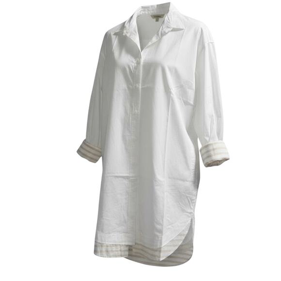 NWT Anthropologie Undiscovered Eye White L/S Poplin Oversized Shirt Dress -Small - Picture 1 of 3